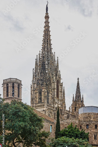 Barcelona Gothic Cathedral, Spain, Church La Seu, Catalonia, Gothic Quarter.