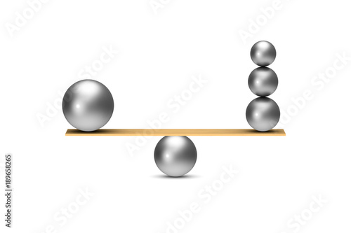 balanced balls on white background. Isolated 3D illustration