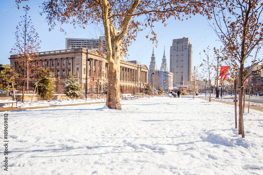 Snow in park Philadelphia