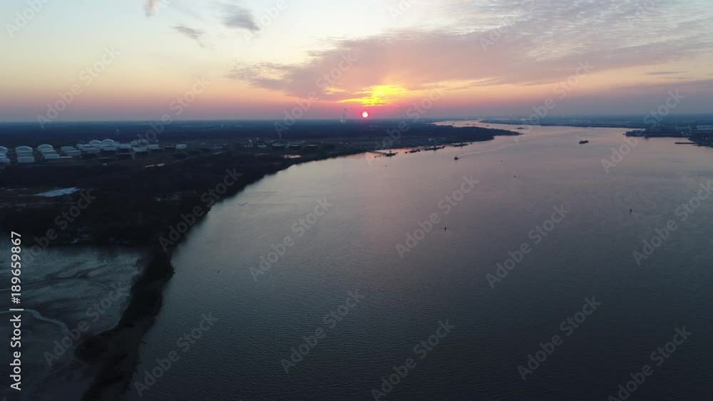 Aerial View Sunset Delaware River Philadelphia Aerial View Sunset Delaware River Philadelphia