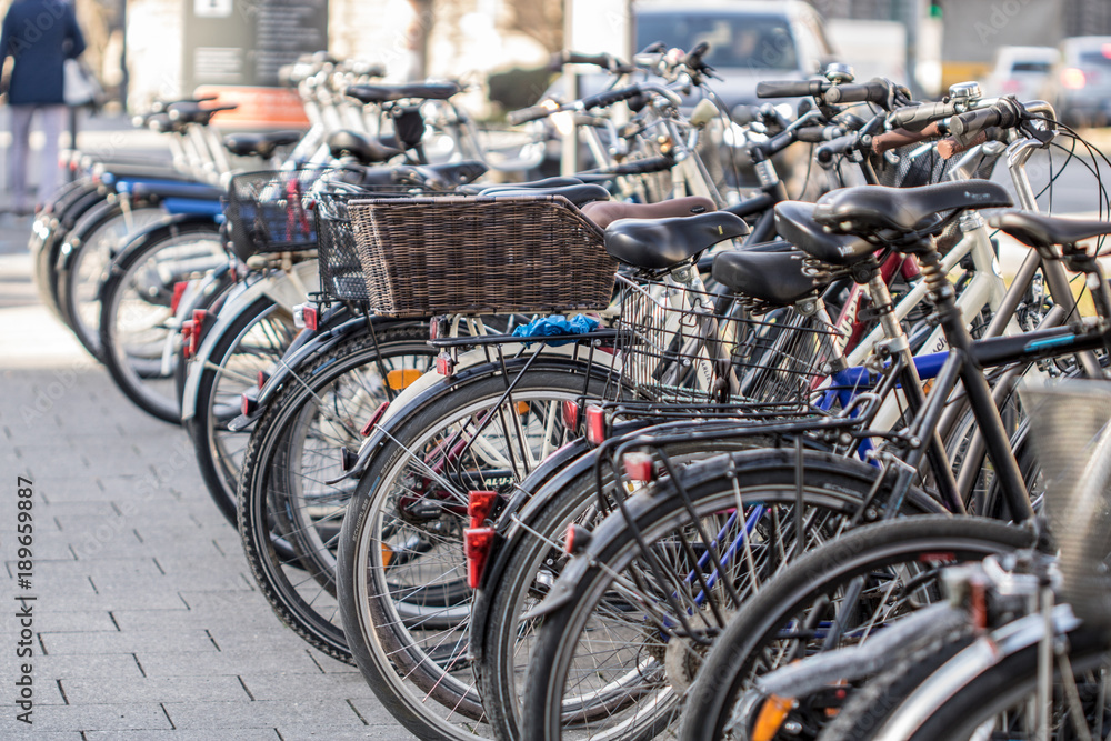 Many Bicycles on the street