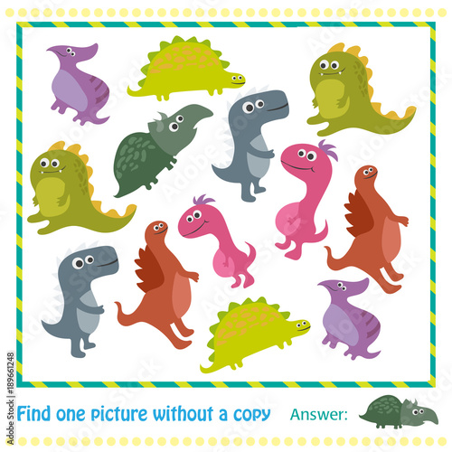 Kids educational game.Vector illustration of kids puzzle with cartoon dinosaur