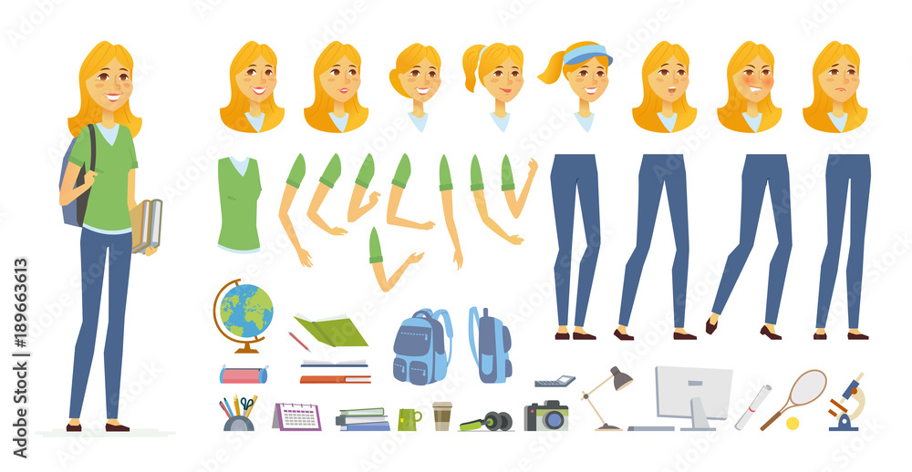 Student - vector cartoon people character constructor