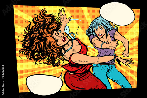 Women fight, Street violence, beating shot