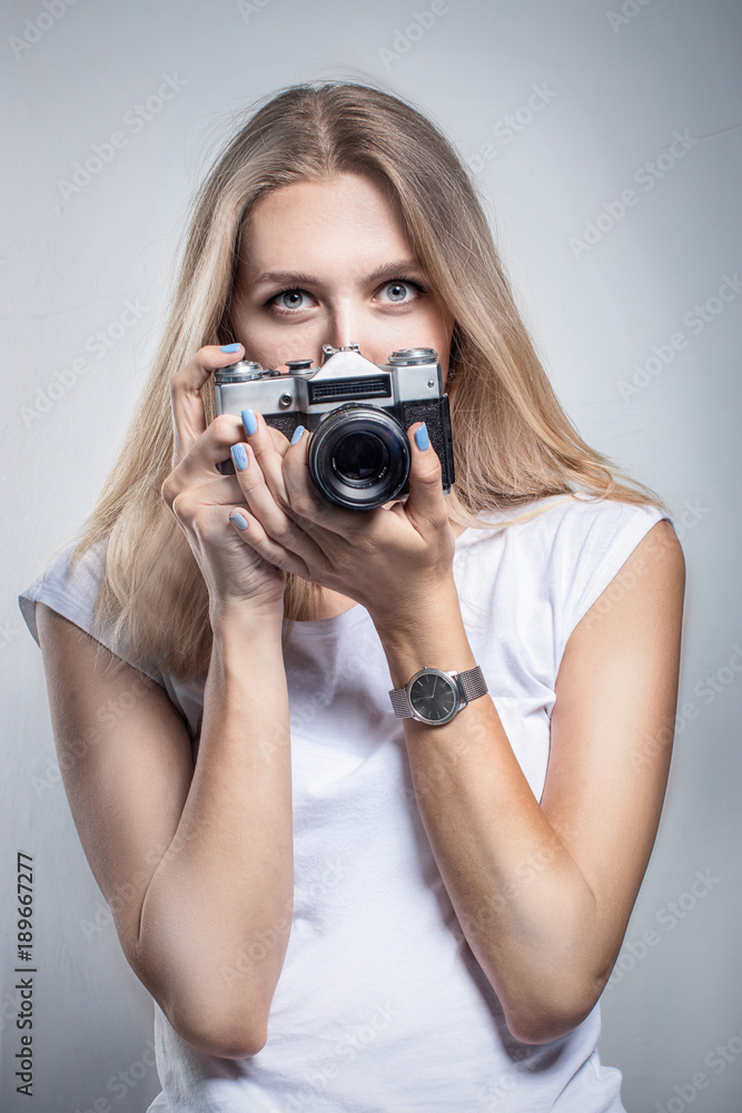 Girl with retro camera
