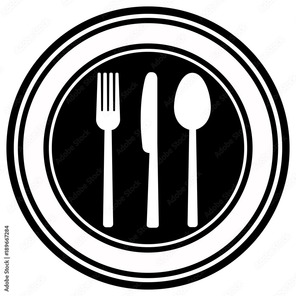Fork, knife and spoon on plate background Fork, knife and spoon on plate background