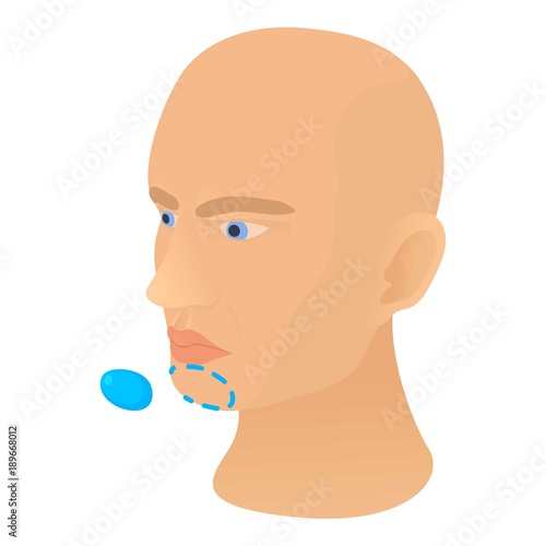 Chin plastic correction icon, cartoon style