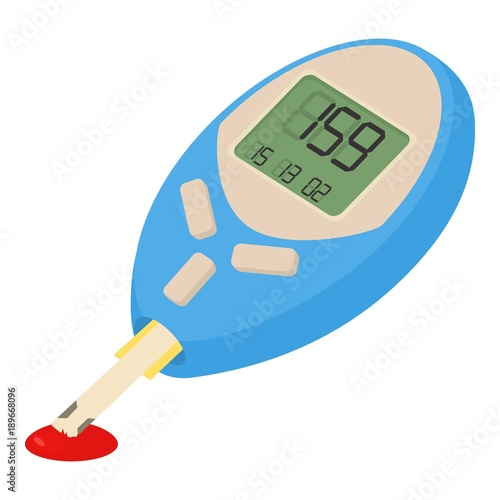 Blood glucose measuring device icon, cartoon style