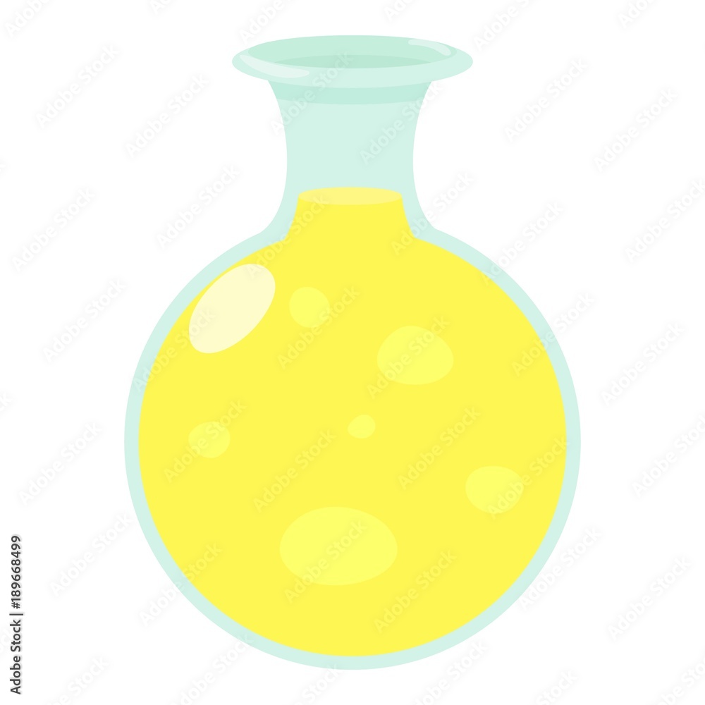 Flask of Luminous liquid icon, cartoon style Flask of Luminous liquid icon, cartoon style