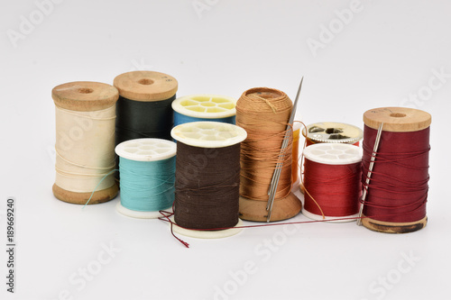 Assorted Thread on White Background