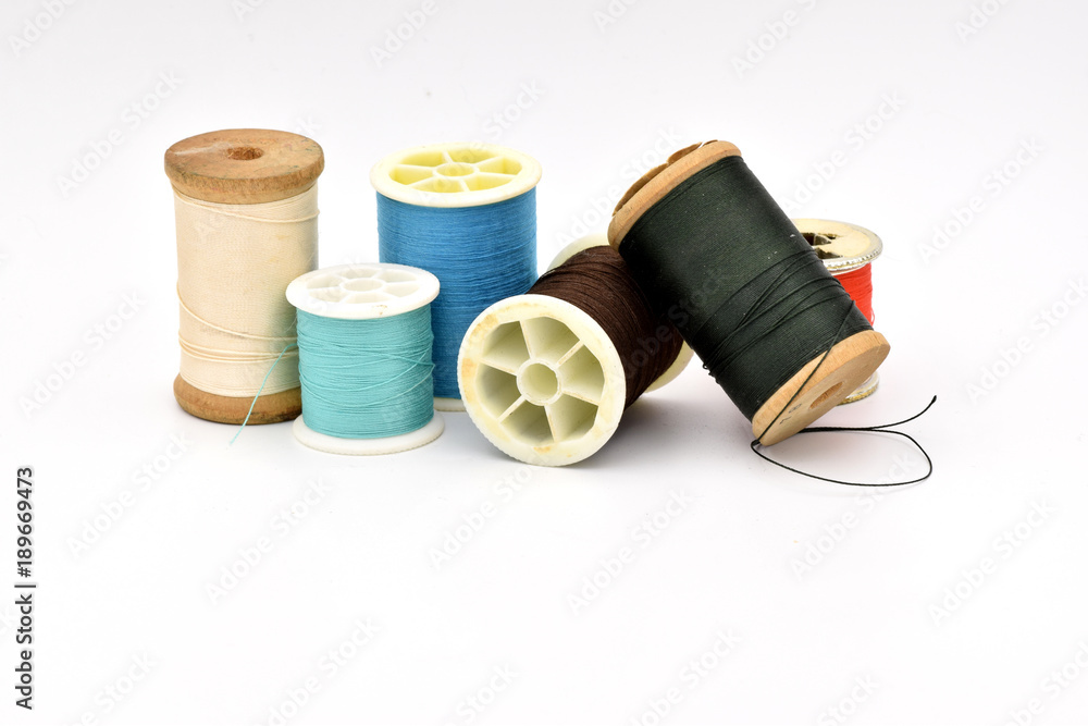 Assorted Thread on White Background