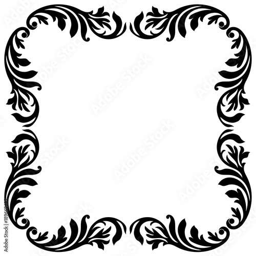 Vintage border frame engraving with retro ornament pattern in antique baroque style decorative design. Vector
