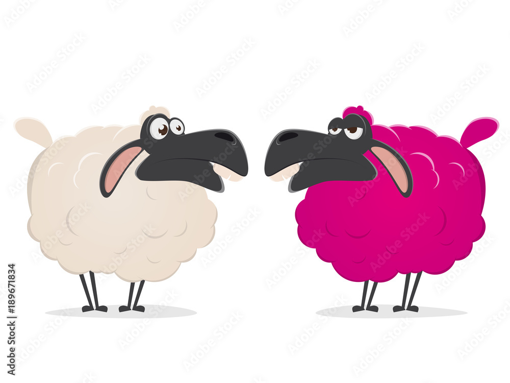 Naklejka premium clipart szalonej różowej owcy