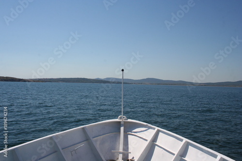 view from the bow of a ship