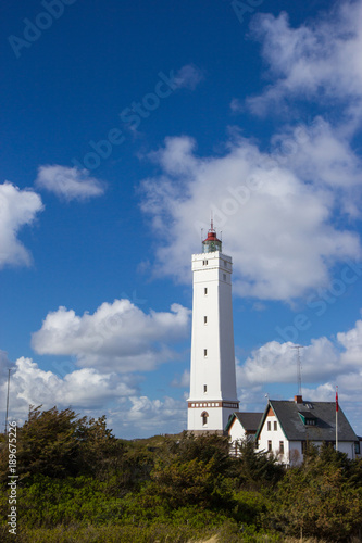 Lighthouse in Blaavand beach, southern Denmark