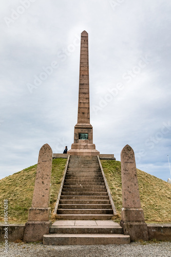 HAUGESUND, NORWAY ON January 2018. Haraldshaugen, the old norse Harald Fairhair's grave. The National Monument in Haugesund, Norway.