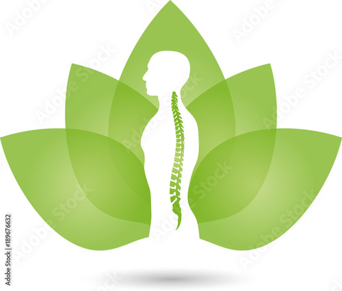 Mensch, Pflanze, Wirbelsäule, Wellness, Orthopädie, Heilpraktiker, Logo