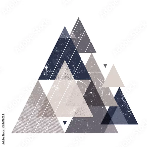 Naklejka na ścianę Streszczenie modna kompozycja z ozdobnymi trójkątami i grunge tekstur. Geometryczna nowoczesna kompozycja.