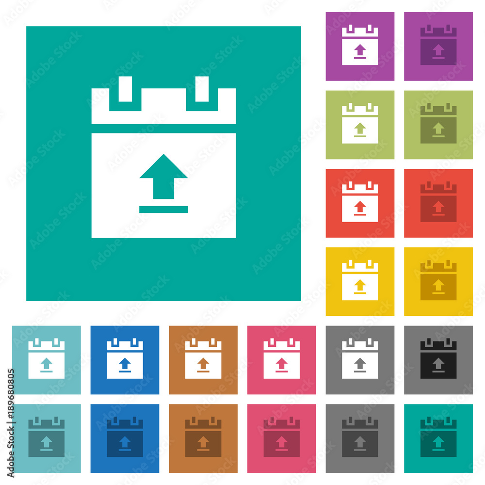 Upload schedule data square flat multi colored icons Upload schedule data square flat multi colored icons