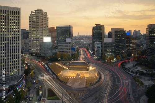 Seoul Namdaemun gate at night in Seoul  South Korea.