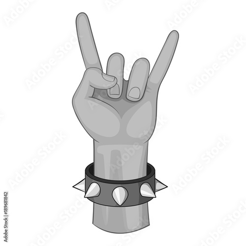 Rock and Roll hand sign icon monochrome
