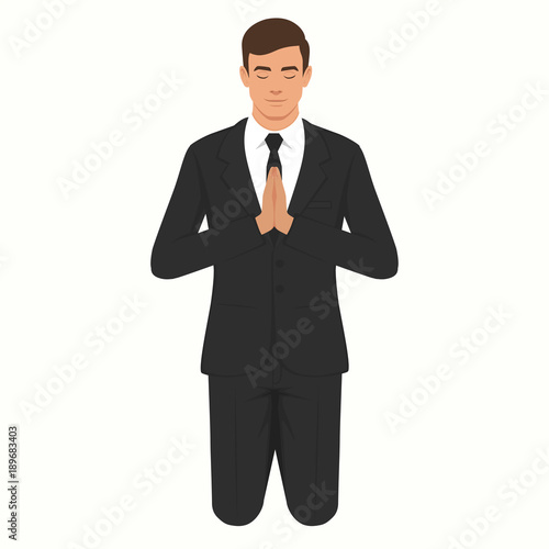  vector illustration of a isolated christian prayer, kneeling and praying person.