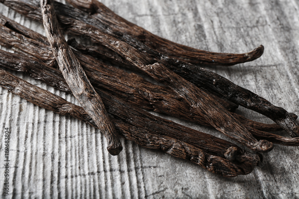 Vanilla sticks on table Vanilla sticks on table