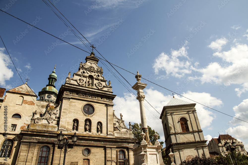 Fototapeta premium Old church of Bernardines ensemble. Lviv architecture, Ukraine.