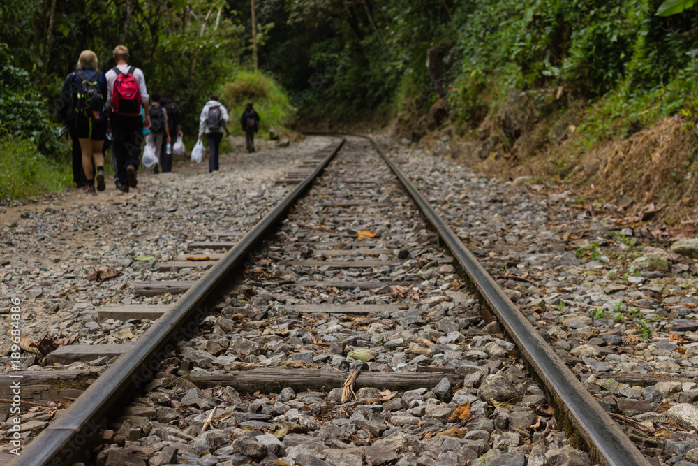 Fototapeta premium Train line in Aguas Calientes