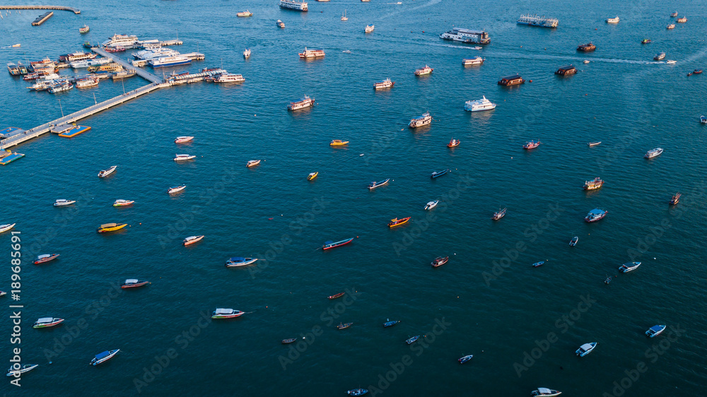 Aerial view of SEA in Pattaya , Thailand Aerial view of SEA in Pattaya , Thailand