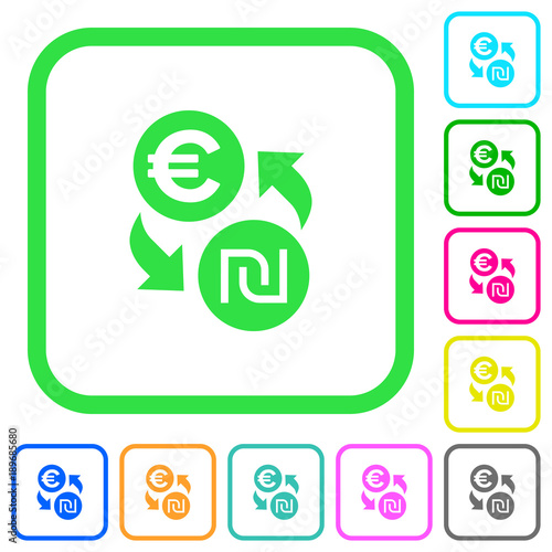 Euro new Shekel money exchange vivid colored flat icons