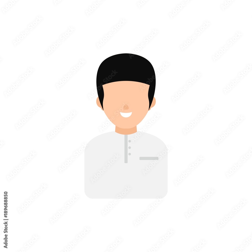 muslim man arabic smile with black cap avatar vector muslim man arabic smile with black cap avatar vector