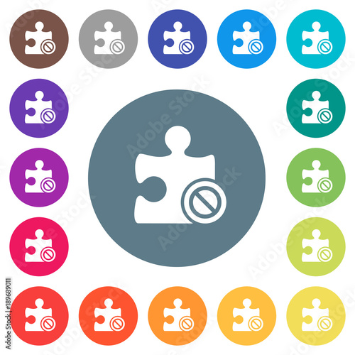 Plugin disabled flat white icons on round color backgrounds photo