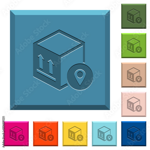 Package tracking engraved icons on edged square buttons
