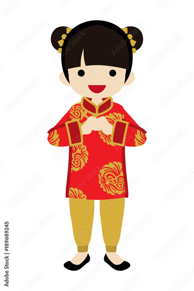 Toddler Girl Wearing Chinese National costume - Front view