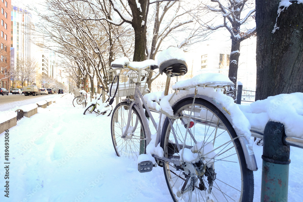 Bicycle on the snow