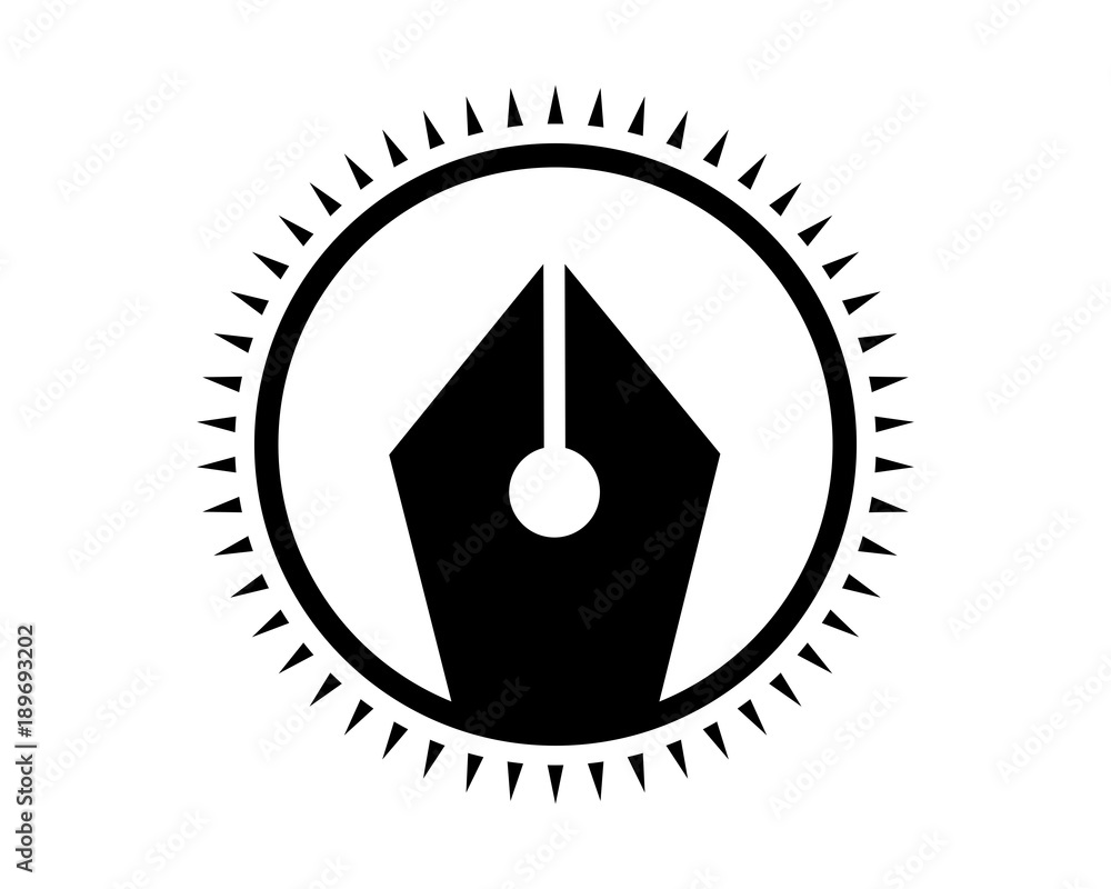 black fountain pen stationery quill ink script image vector icon Stock ...