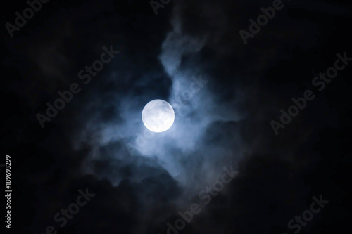 Moon and cloud in the dark night