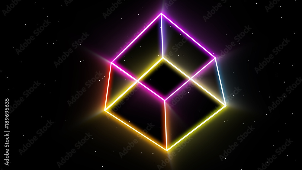 Obraz premium abstract 80s sci-fi retro cube