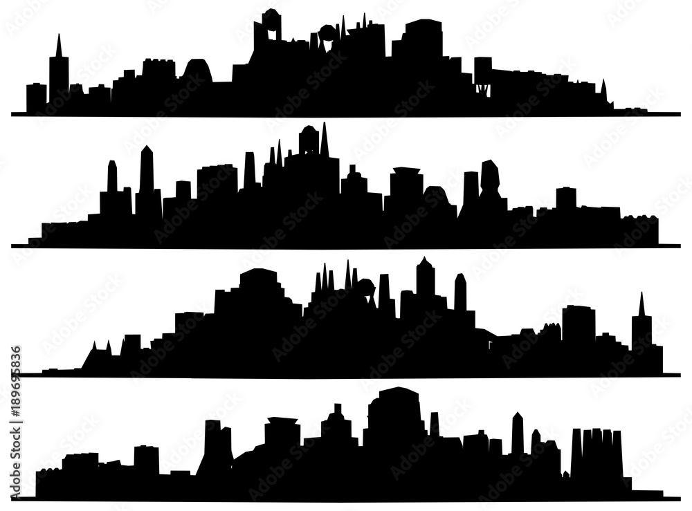Modern Urban City Of Skyscrapers Vector Landscape View