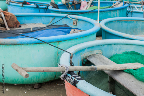 Wallpaper Mural round Traditional fishing boat vietnam Torontodigital.ca