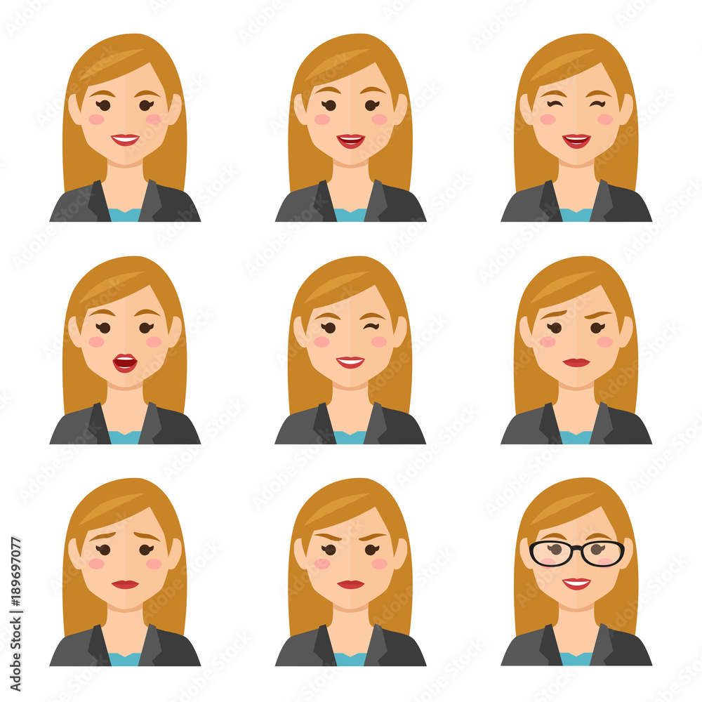 Business women expresions avatar Business women expresions avatar