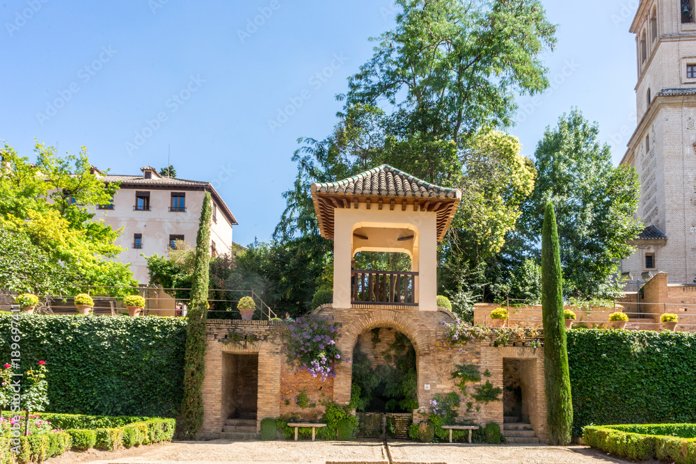 Observatory in the Alhambra gardens in Granada, Spain, Europe