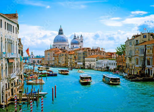 Beautiful view of Grand Canal and Basilica Santa Maria della Salute in Venice,Italy
