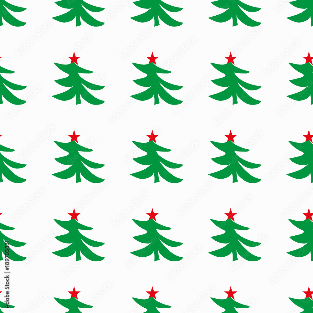 green Christmas tree on a light background seamless pattern. vector illustration for your design