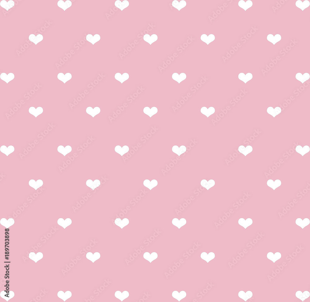 White hearts seamless pattern on pink pastel tone background, Valentine's day card .