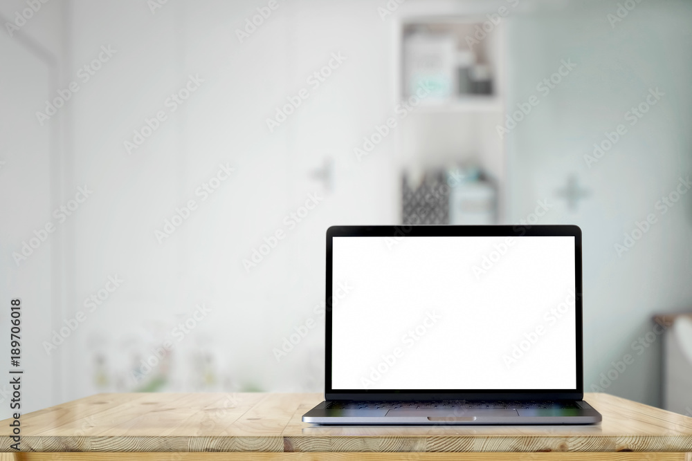 Workspace mockup laptop on wood table. Workspace mockup laptop on wood table.