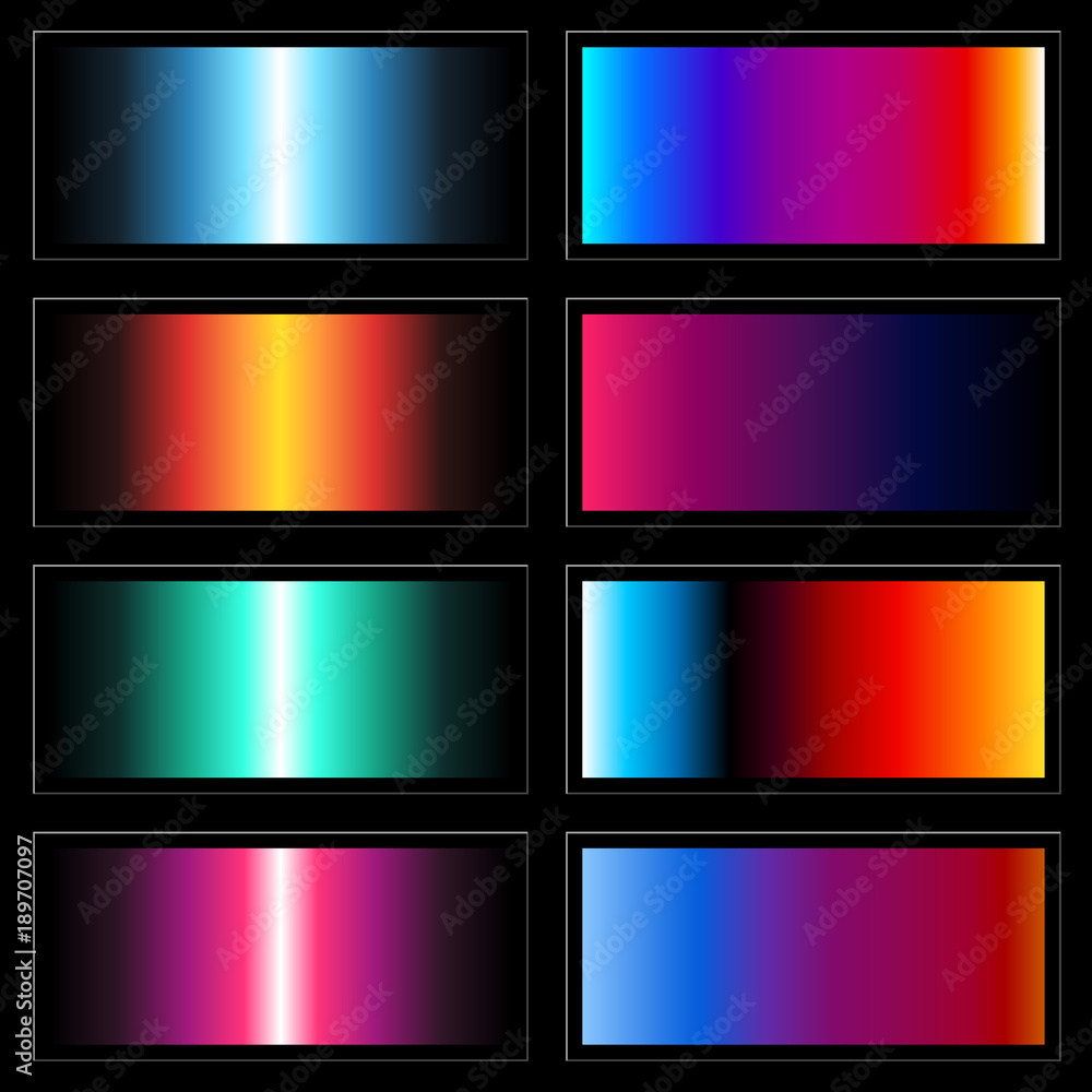 Set of futuristic neon gradients with 80s styled colors