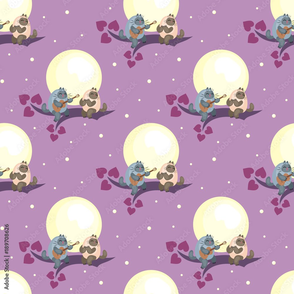 Seamless pattern with the image of cute cats. Colorful vector background. Seamless pattern with the image of cute cats. Colorful vector background.