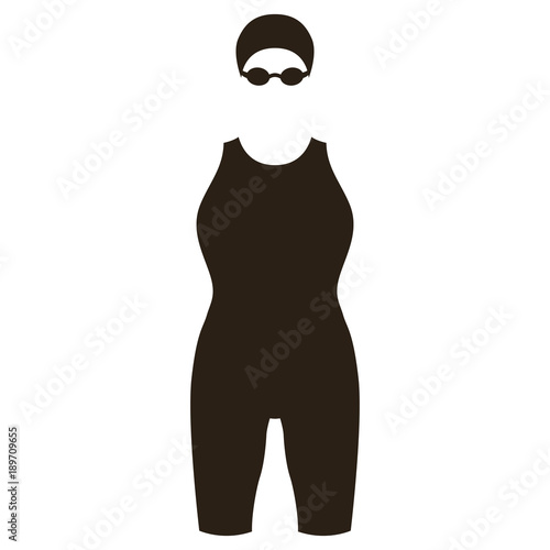 women black silhouette swimmer glasses front view